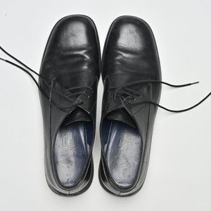 Salvatore Ferragamo Dress Shoes Leather Lace Up Cap Toe Black Size 10 D